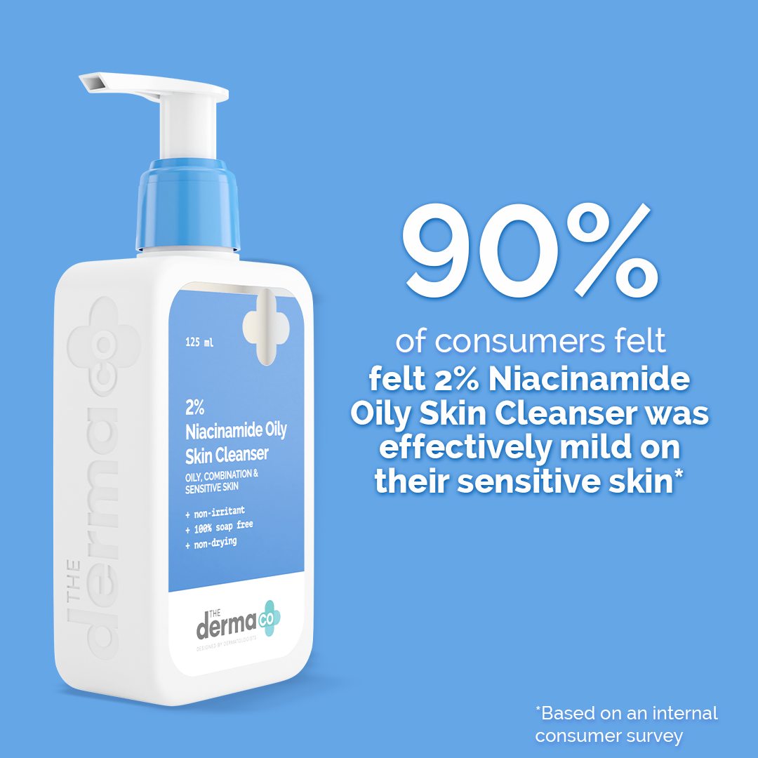 2% Niacinamide Oily Skin Cleanser for Sensitive, Oily & Combination Skin 125 ml  Non-Irritant | 100% Soap-Free | Non-Drying | Gently Cleanses Makeup