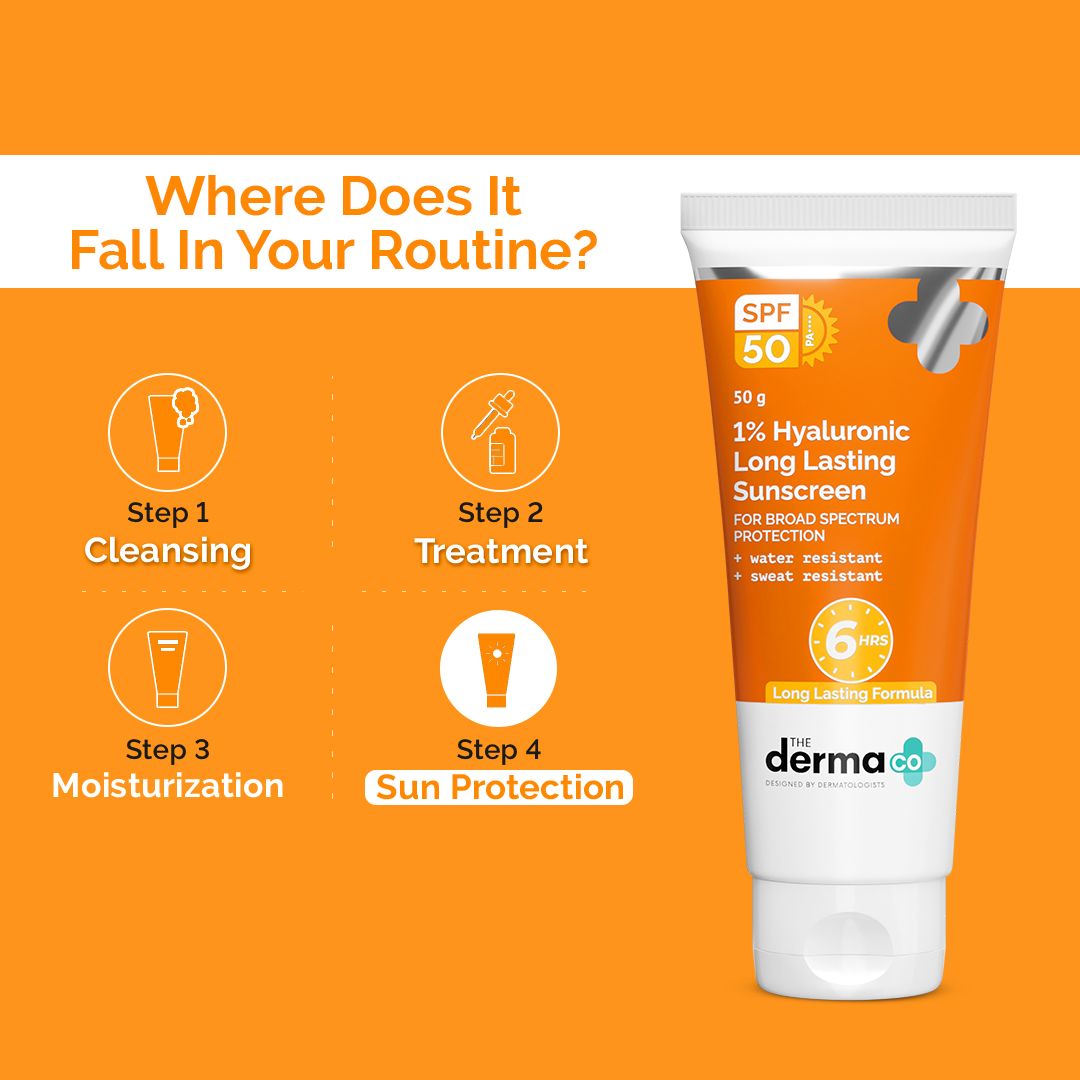 1% Hyaluronic Long Lasting Sunscreen SPF 50 & PA++++ with Hyaluronic Acid & Vitamin E  for Upto 6-Hour Sun Protection- 50 g