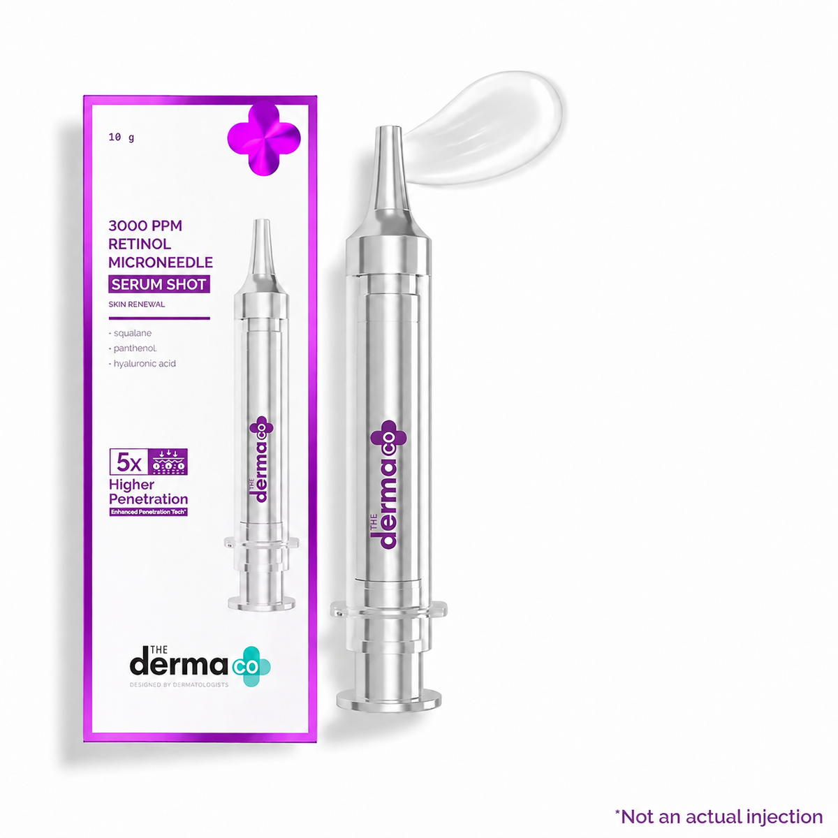 3000 PPM Retinol Microneedle Serum Shot with Squalene, Panthenol & Hyaluronic Acid for Skin Renewal - 10 g