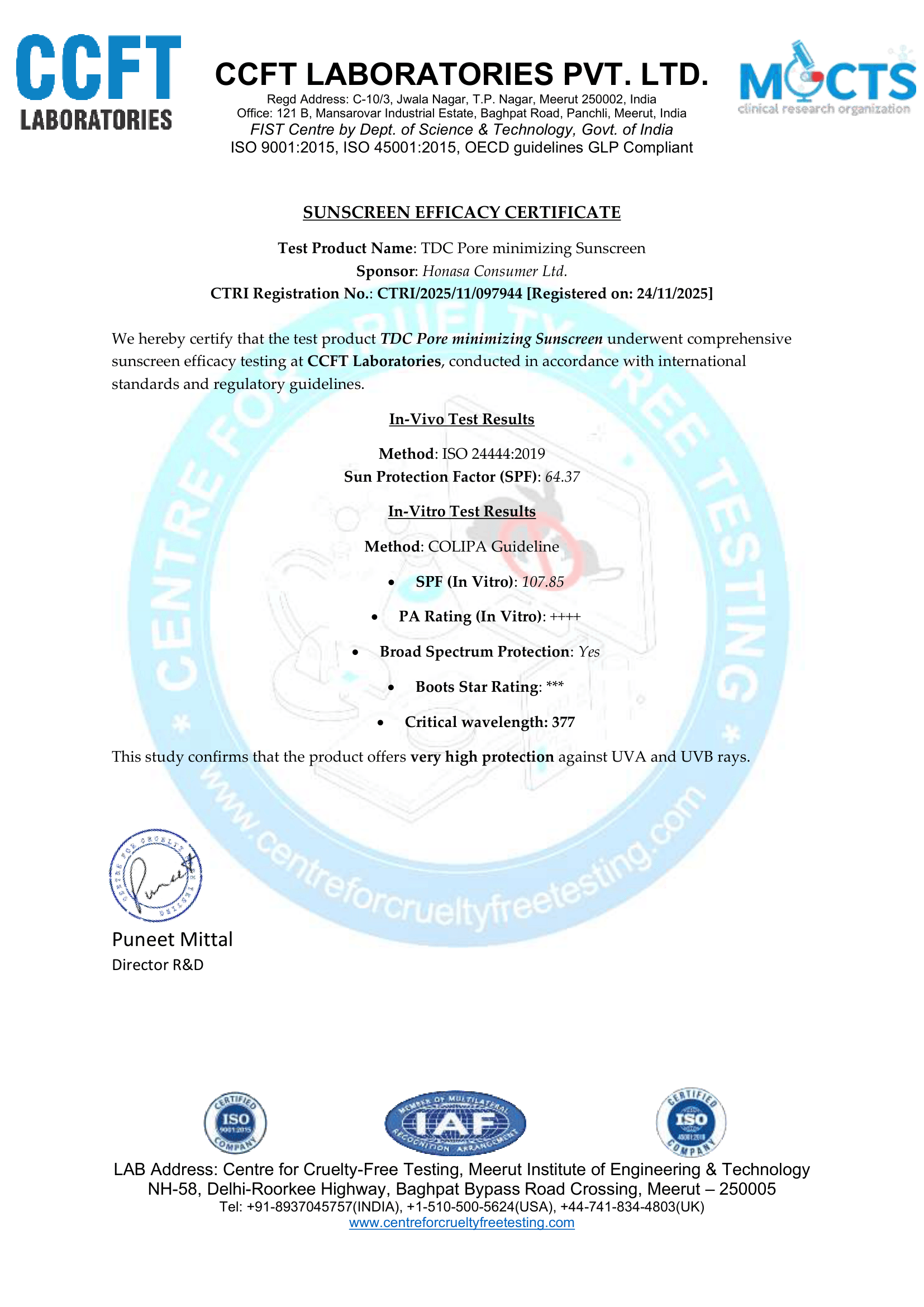 Invivo certificate